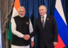 Putin and Modi meeting during the bilateral summit in India, featuring official welcome and delegation talks on key strategic agreements.