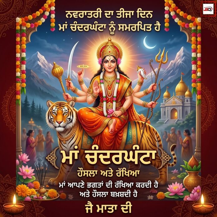 ਨਵਰਾਤਰੀ ਦਾ ਤੀਜਾ ਦਿਨ ਮਾਂ ਚੰਦਰਘੰਟਾ ਨੂੰ ਸਮਰਪਿਤ ਹੈ