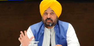 Bhagwant Mann declaring Paddy Schedule 2026 Punjab, Farmers sowing rice in Punjab fields.